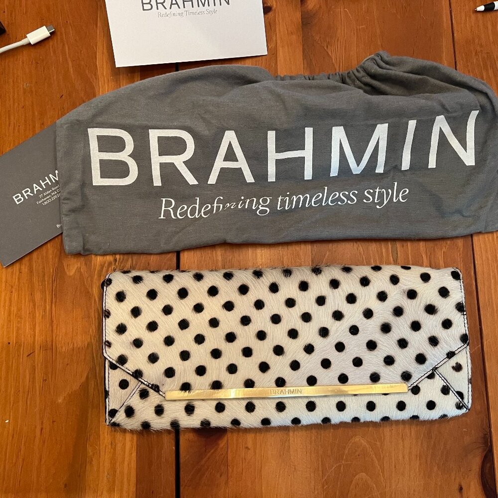 Brahmin Polkadot Calf Hair Clutch